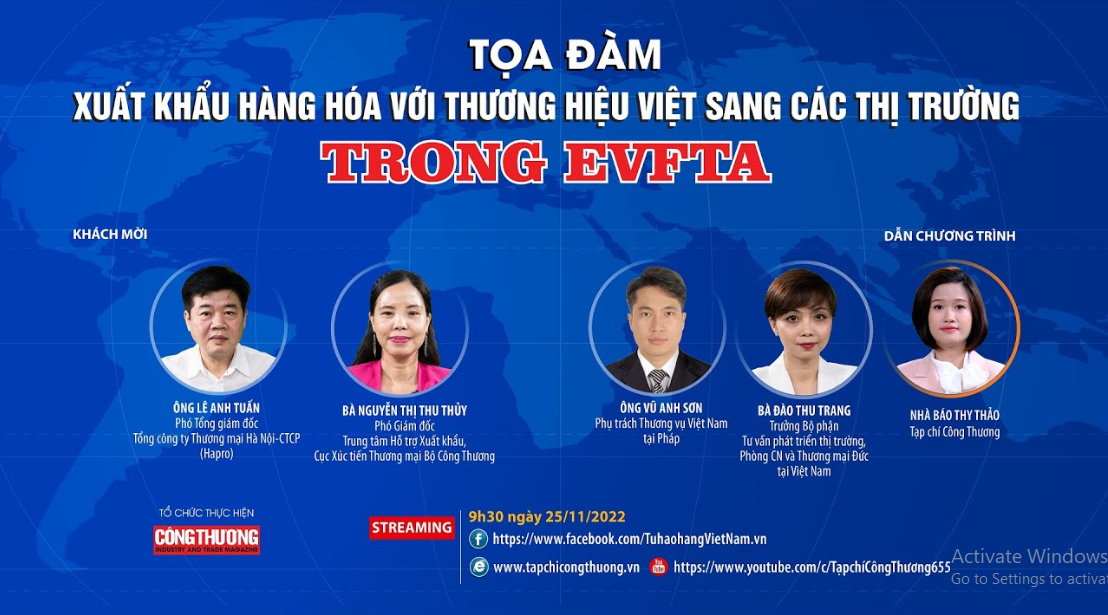 [TRỰC TUYẾN]:Xuất khẩu hàng hóa với thương hiệu Việt sang các thị trường trong EVFTA