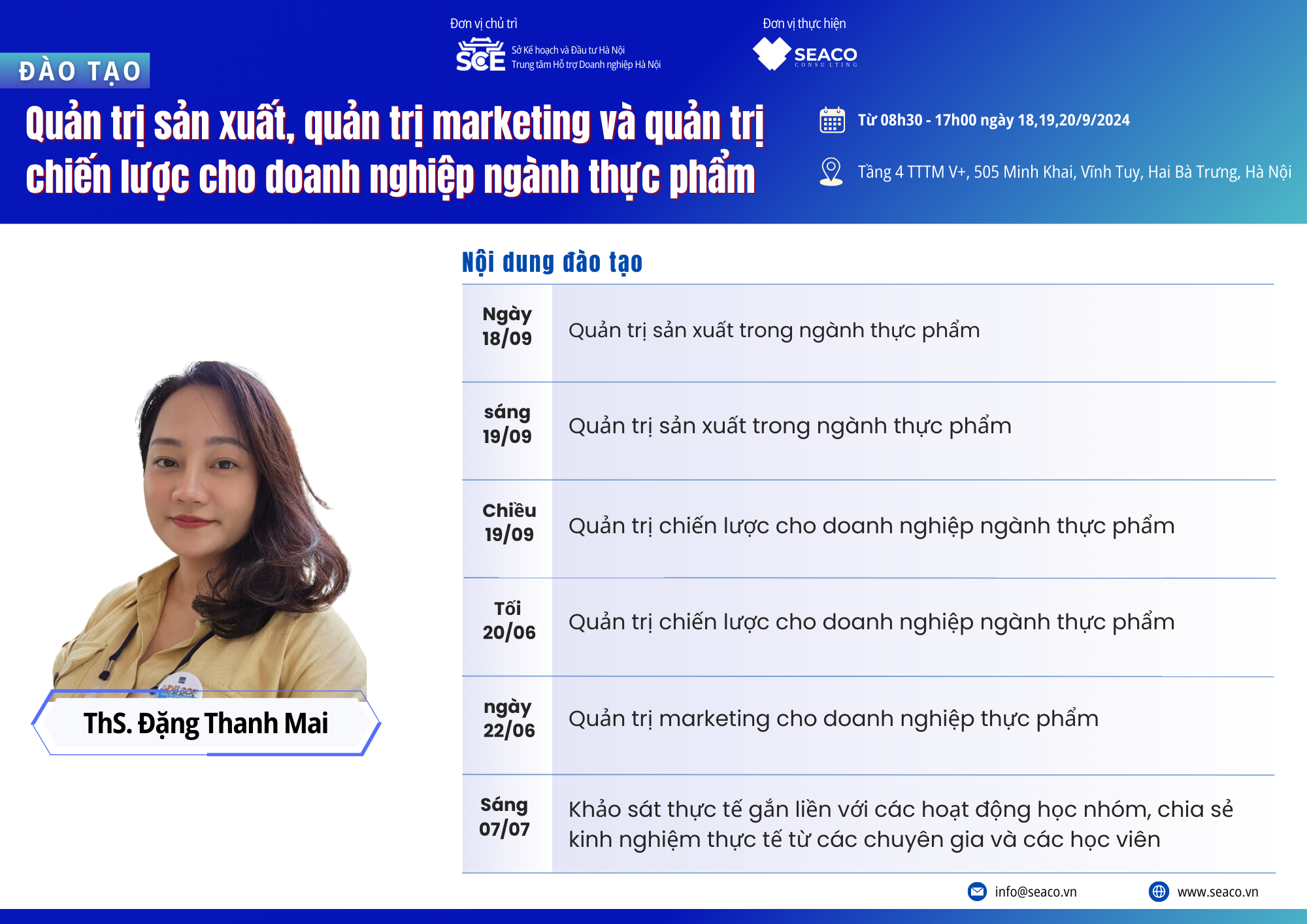 Khóa đào tạo “Quản trị sản xuất, quản trị marketing và quản trị chiến lược cho doanh nghiệp ngành thực phẩm” số 05